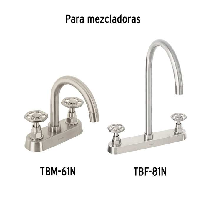 Juego de 2 manerales para mezcladora, volante, satín, Tubig 46870