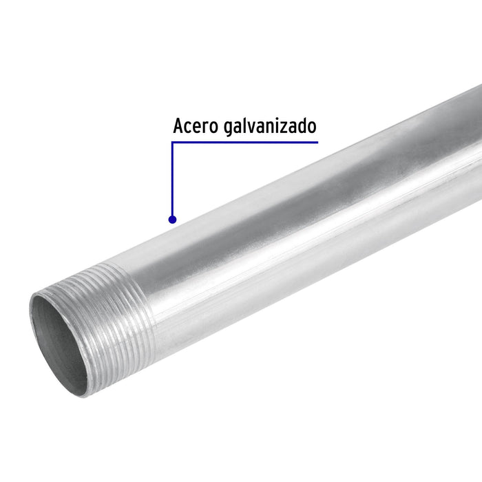 Tubo de acero de 3 m pared delgada, 1/2', Volteck 47232