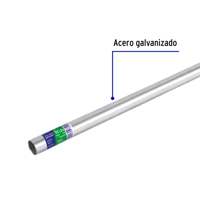 Tubo Conduit 3/4' galvanizado 3 m pared delgada, et. verde 47772