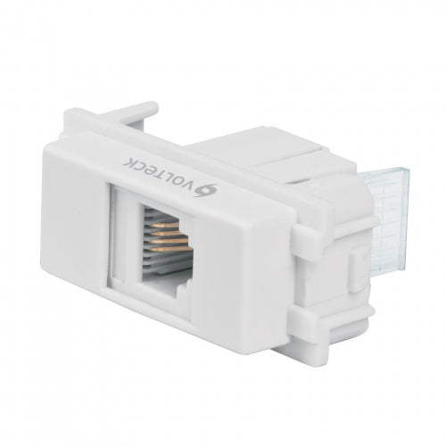 Toma de teléfono, línea Italiana, color blanco, Volteck 48140 TE-IB