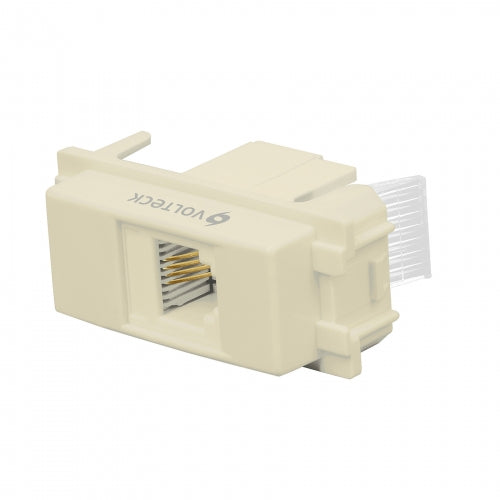 Toma de teléfono, línea Italiana, color marfil, Volteck 48105 TE-I