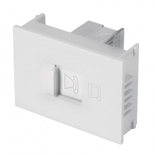 Toma de teléfono, 1.5 módulos, línea Española, color blanco 47056 TE15-EB