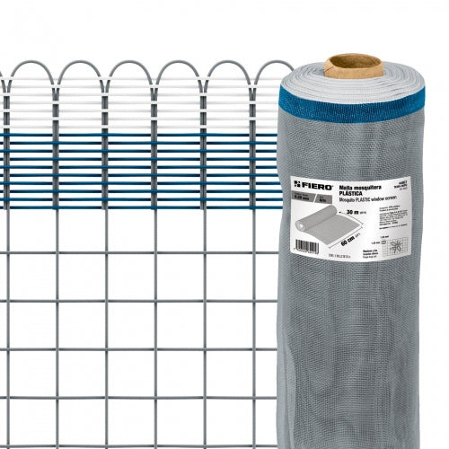 Rollo de 30 m x 0.6 m de malla mosquitera plástica gris 44957 TEMO-06PG