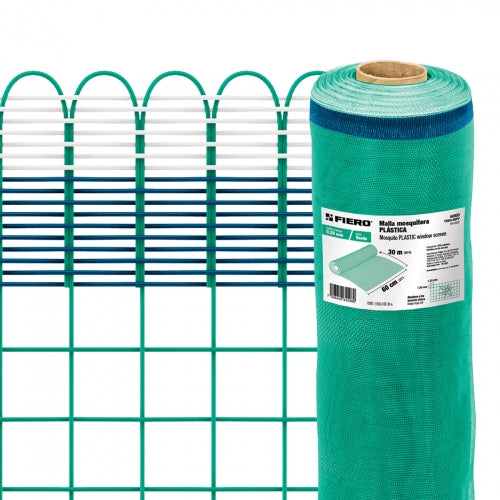 Rollo de 30 m x 0.6 m de malla mosquitera plástica verde 44950 TEMO-06PV