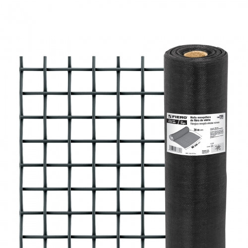 Rollo de 30 m x 0.9 m malla mosquitera fibra de vidrio negra 44994 TEMO-09FN