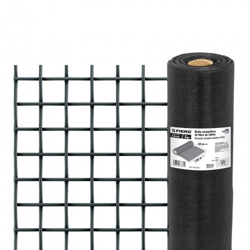 Rollo de 30 m x 1.05m malla mosquitera fibra de vidrio negra 44995 TEMO-10FN