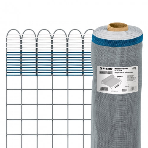 Rollo de 30 m x 1.05 m de malla mosquitera plástica gris 44960 TEMO-10PG