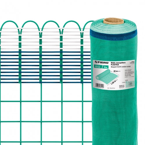 Rollo de 30 m x 1.2 m de malla mosquitera plástica verde 44954 TEMO-12PV