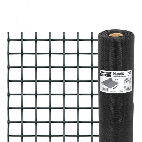 Rollo de 30 m x 1.5 m malla mosquitera fibra de vidrio negra 44997 TEMO-15FN