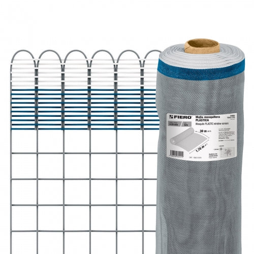 Rollo de 30 m x 1.7 m de malla mosquitera plástica gris 44963 TEMO-17PG