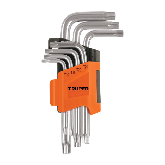 Juego de 7 llaves torx con organizador, Truper 15552 TORX-7C