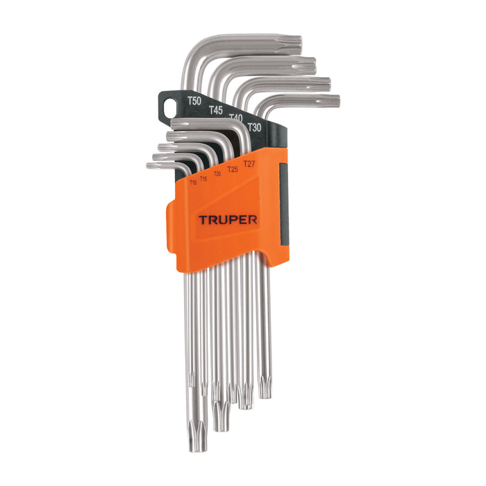 Juego de 9 llaves torx largas con organizador abatible 13647 TORX-9L