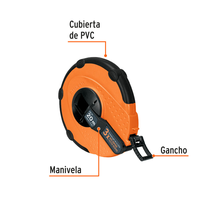 Cinta larga 20 m de fibra de vidrio, carcasa plástica 12638 TP20ME
