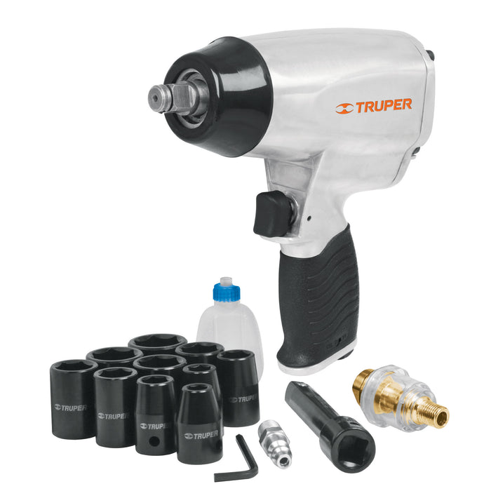 Kit de llave de impacto 1/2' con estuche plástico, Truper 19372 TPN-731EK