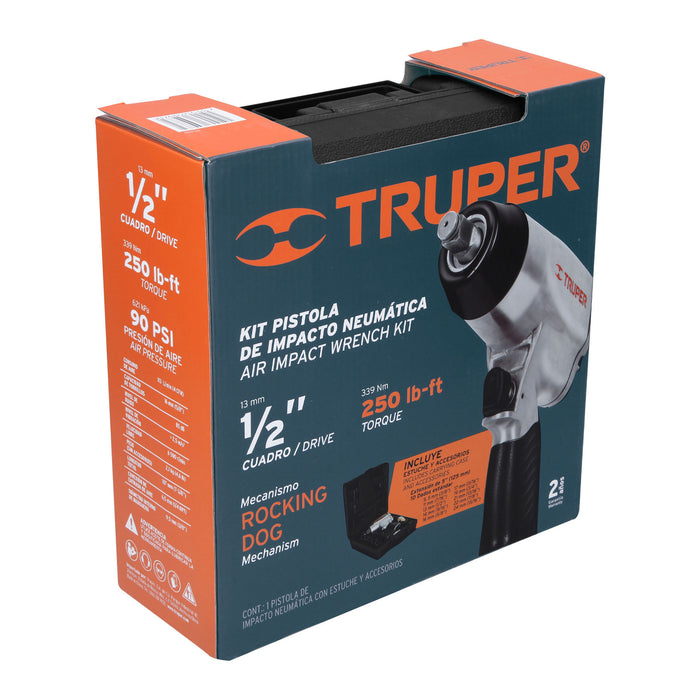 Kit de llave de impacto 1/2' con estuche plástico, Truper 19372 TPN-731EK