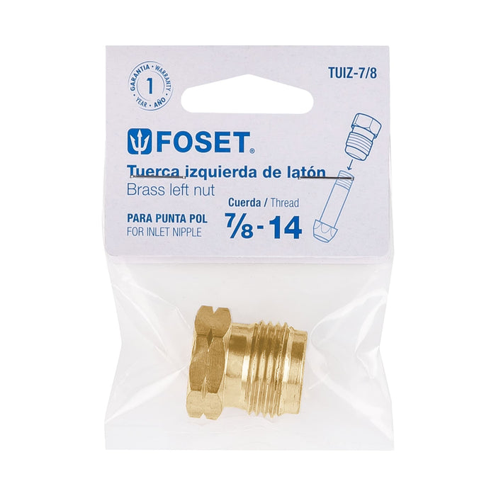 Tuerca izquierda de latón 7/8' en bolsa, Foset 49300