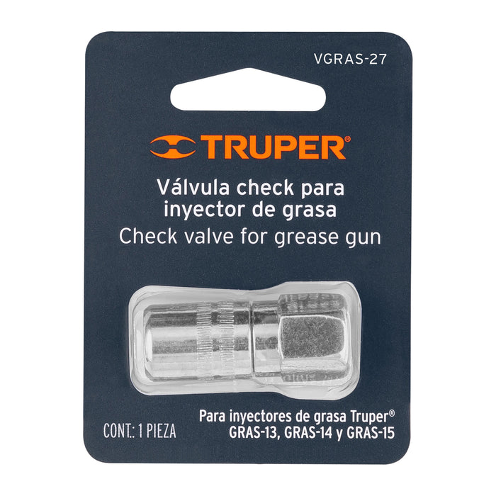Válvula check para inyectores de grasa, Truper 14926 VGRAS-27