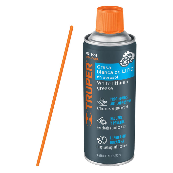 Grasa blanca de litio en aerosol 295 ml, Truper 101974 WT-300GL