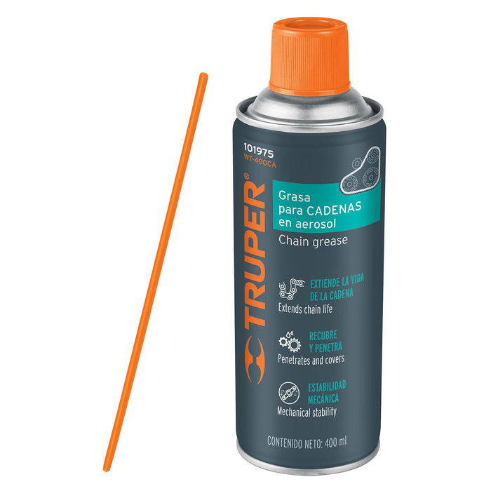 Lubricante de cadenas en aerosol 400 ml, Truper 101975 WT-400CA