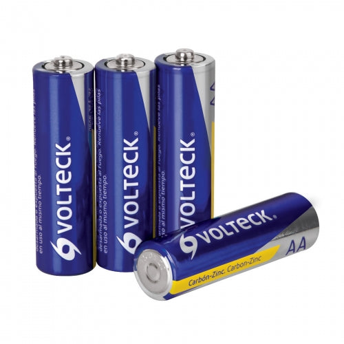 Blíster con 4 pilas zinc-carbón tamaño AA, volteck 46309 ZI-AA