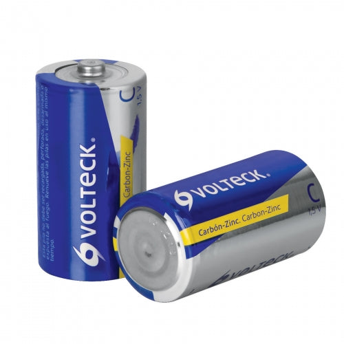 Blíster con 2 pilas zinc-carbón tamaño C, volteck 46310 ZI-C
