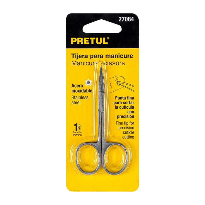 Tijera 3-1/2' acero inox punta curva para manicure, Pretul Código: 27084