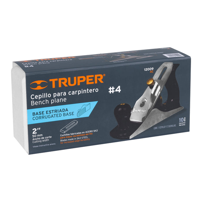 Cepillo para carpintero #4 base estriada, Truper 12009 4C