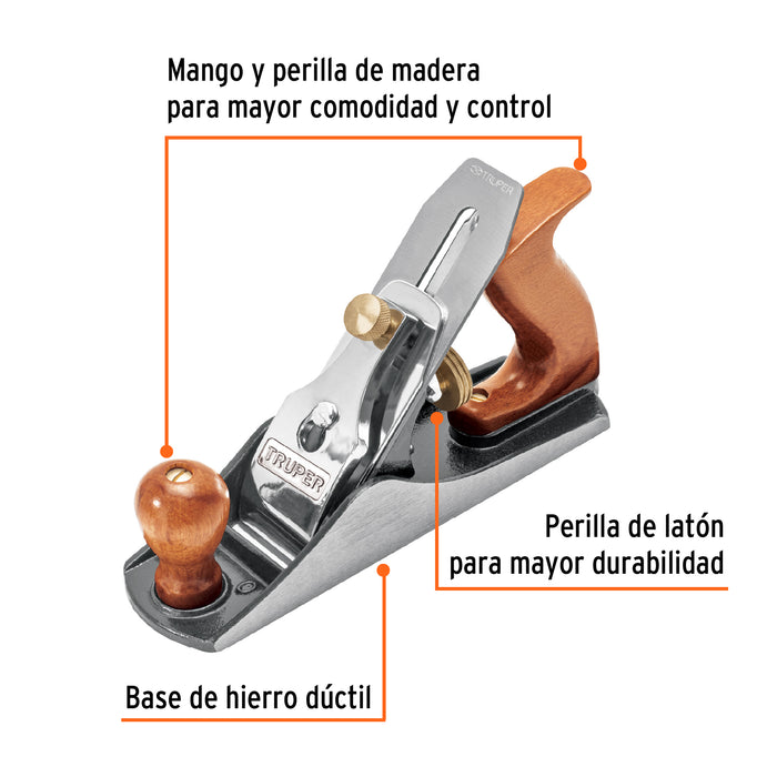 Cepillo para carpintero #4 base estriada, Truper 12009 4C