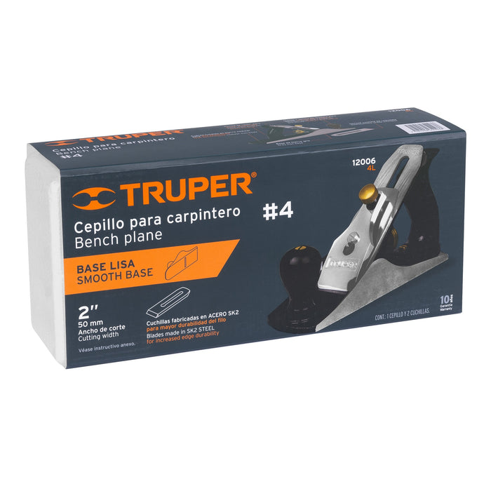 Cepillo para carpintero #4 base lisa, Truper 12006 4L