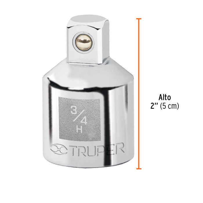 Adaptador para matraca de cuadro 3/4' a cuadro 1/2', Truper 13424 A-5453