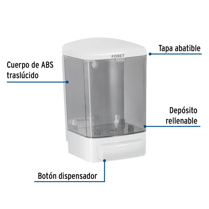 Dosificador para jabón líquido, blanco, Foset Basic 45742