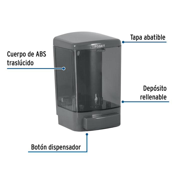 Dosificador para jabón líquido, humo, Foset Basic 45743