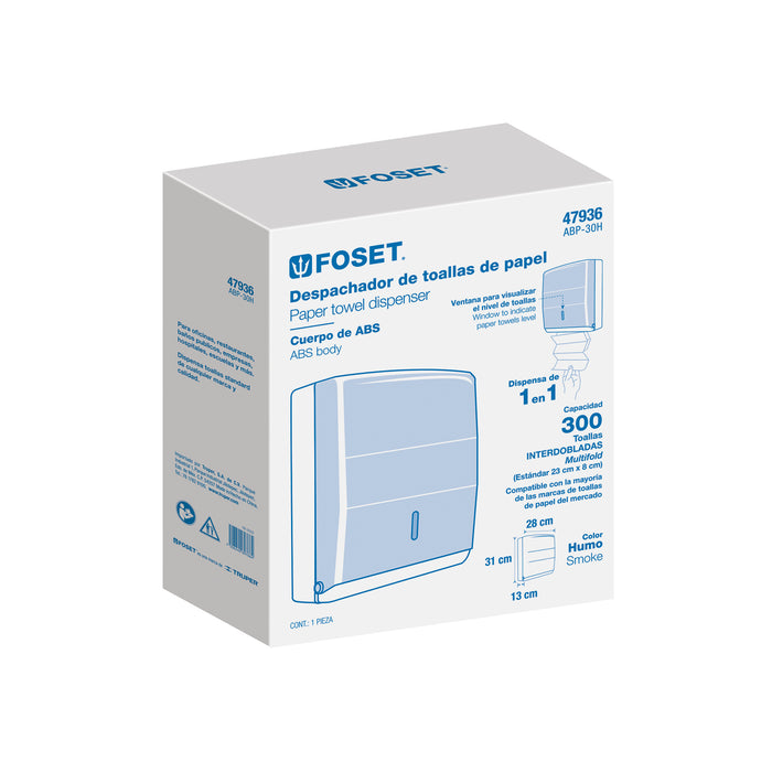 Dispensador de ABS para toallas de papel, humo, Foset 47936