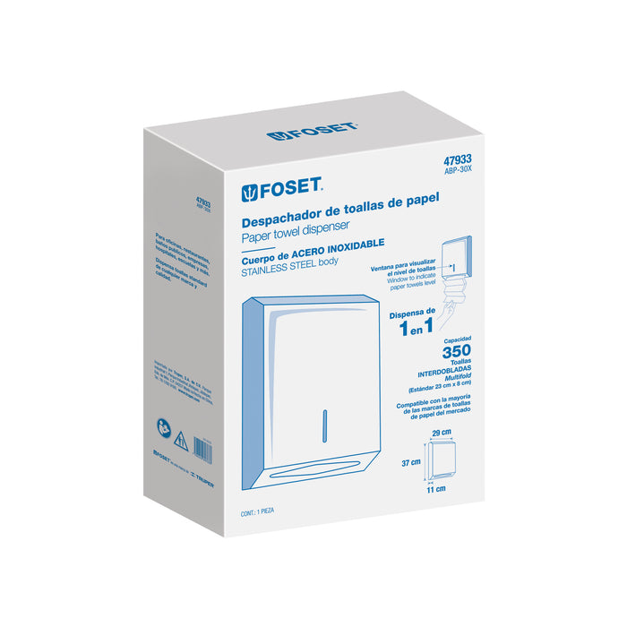 Dispensador de acero inox. para toallas de papel, Foset 47933