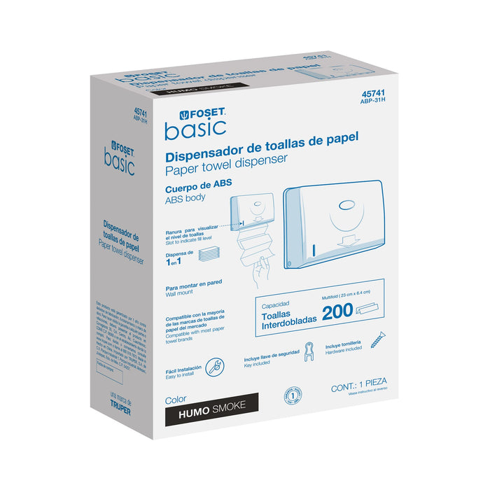 Dispensador junior p/toallas de papel, humo, Basic 45741
