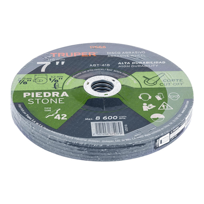 Disco Tipo 42 de 7' x 3.2 mm para corte de piedra, Truper 11566 ABT-418