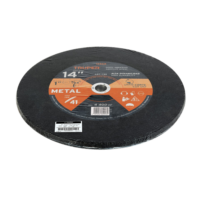Disco Tipo 41 de 14' x 2.8 mm para corte de metal, Truper 12568 ABT-739