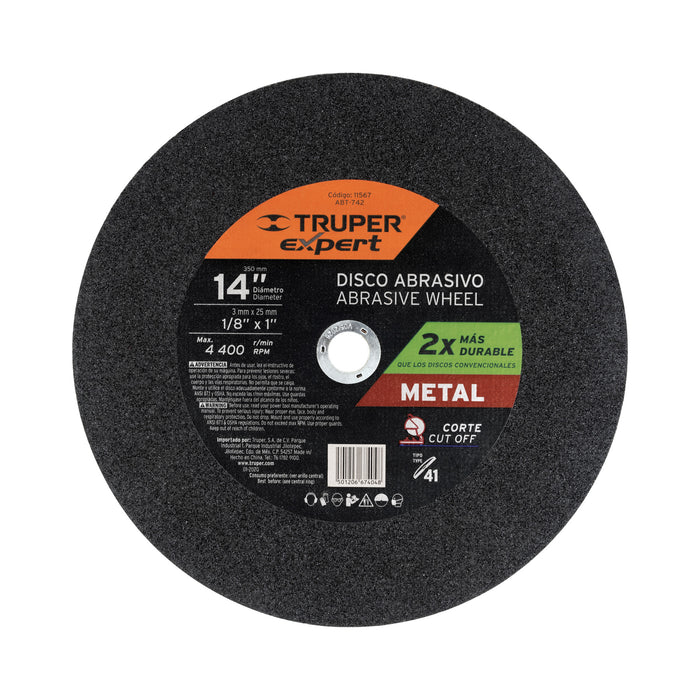 Disco Tipo 41 de 14' x 3 mm para corte de metal, Expert 11567 ABT-742