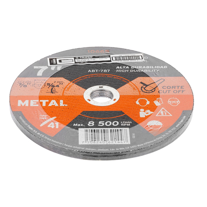 Disco de 7' para corte de metal, tipo 41, Truper 10665 ABT-787