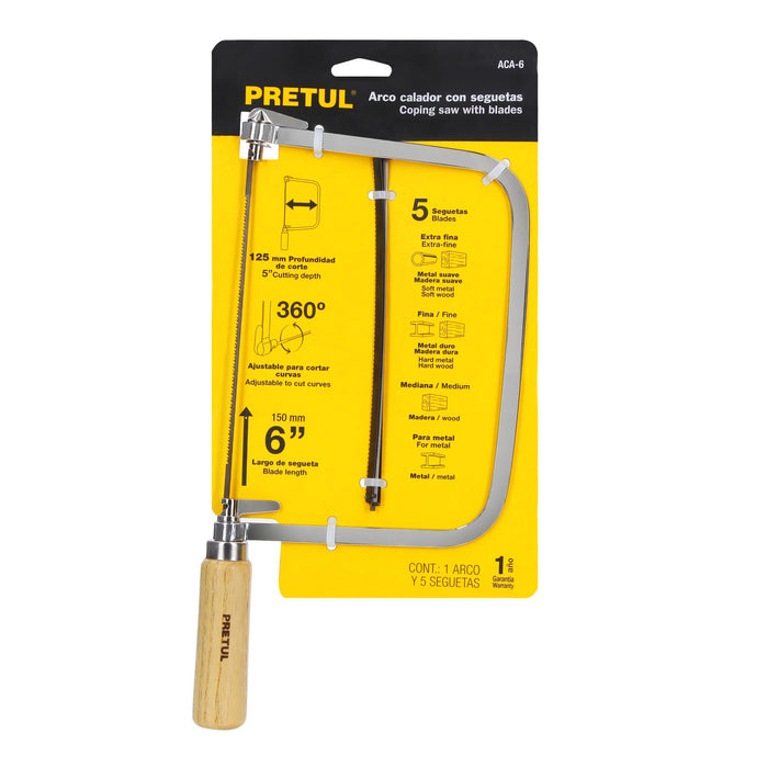 Arco calador con 5 seguetas de 6-1/2', Pretul 20000 ACA-6