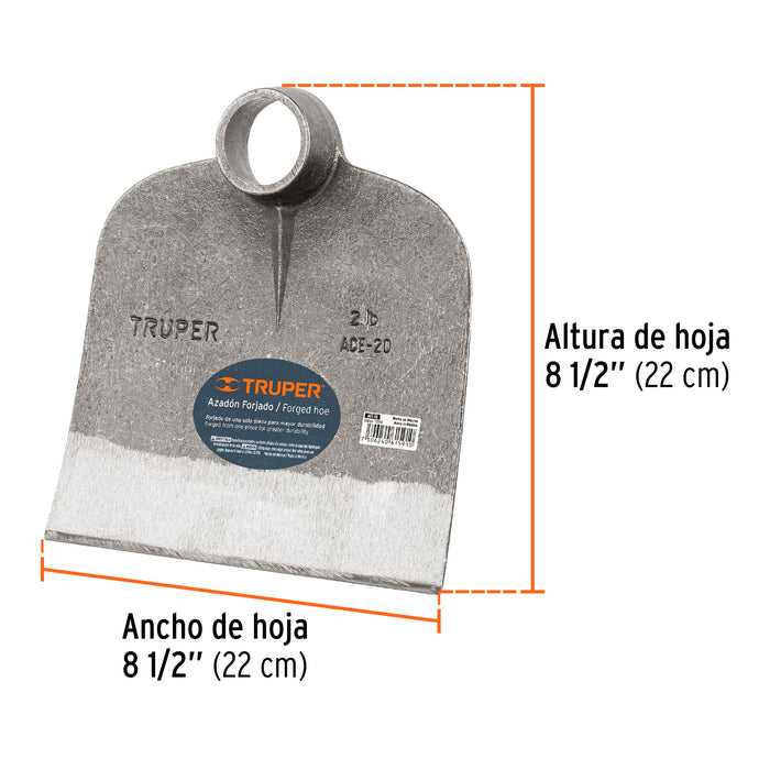 Azadón Centroamericano 2.0 lb sin mango, Truper 10359 ACE-20