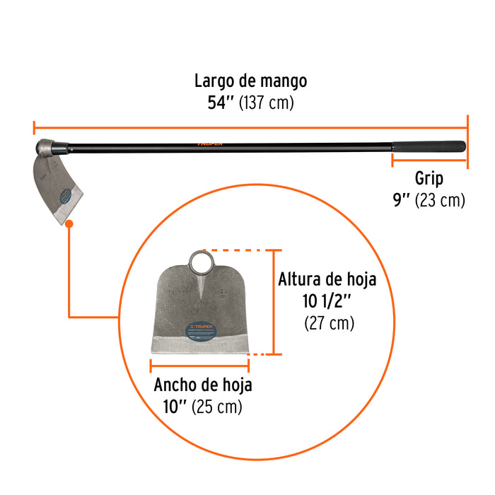 Azadón Centroamericano 2.8 lb con mango 54', Truper 102869 ACE-30M