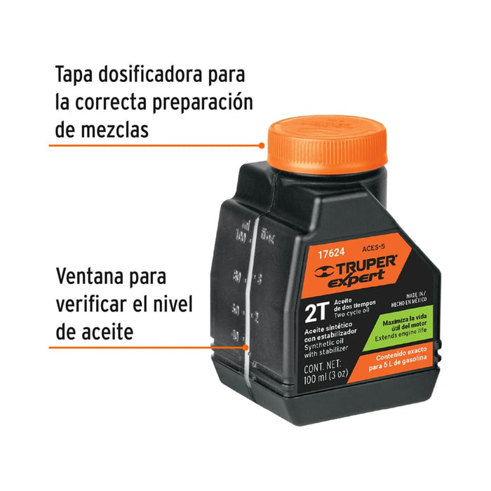 Aceite sintético para motor de 2 tiempos, 100 ml 17624