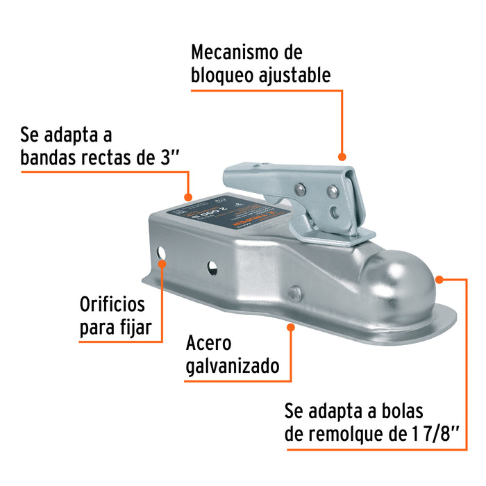 Bola de arrastre para remolque, 1-7/8', 2000 lb, Truper 44441 BOLA-20