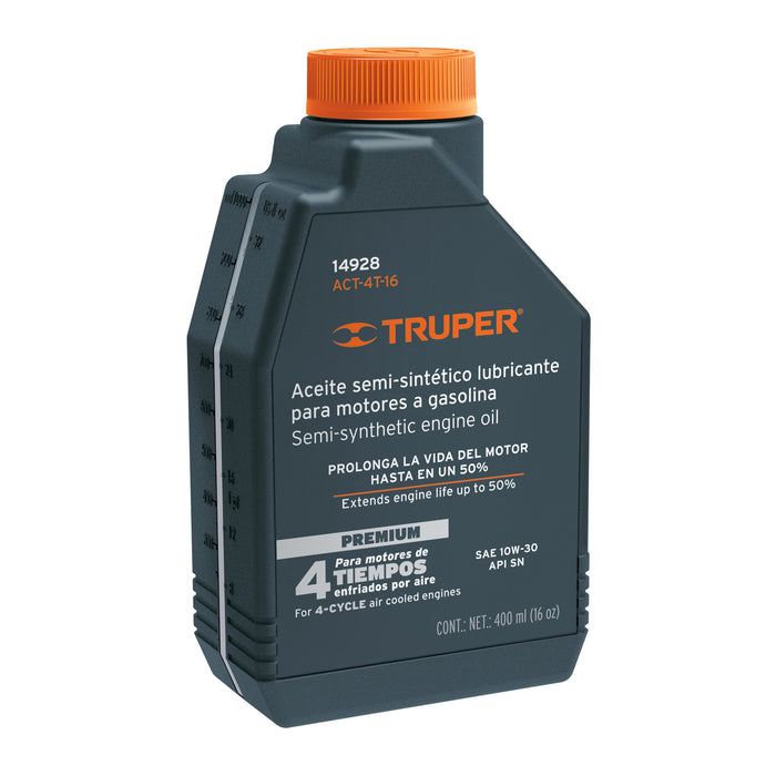 Aceite semi-sintético, 4 tiempos, 470 ml (16oz), Truper 14928