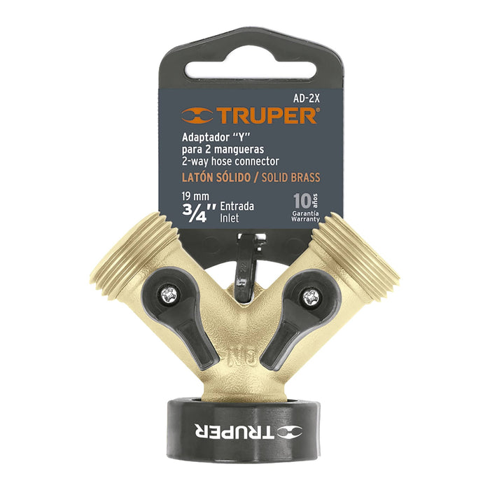 Conector 'Y' 3/4' latón sólido con tuerca móvil p/manguera 10375 AD-2X