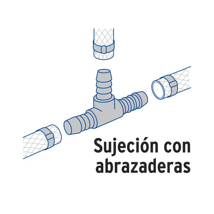 Tee inserción macho latón 1/2' para poliducto negro, Foset 49641