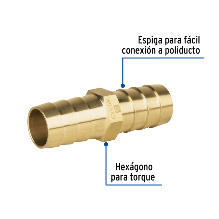 Cople inserción de latón 3/4' para poliducto negro, Foset 49645
