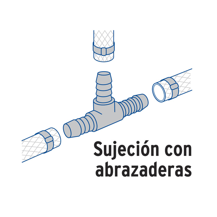 Tee inserción macho latón 3/4' para poliducto negro, Foset 49642
