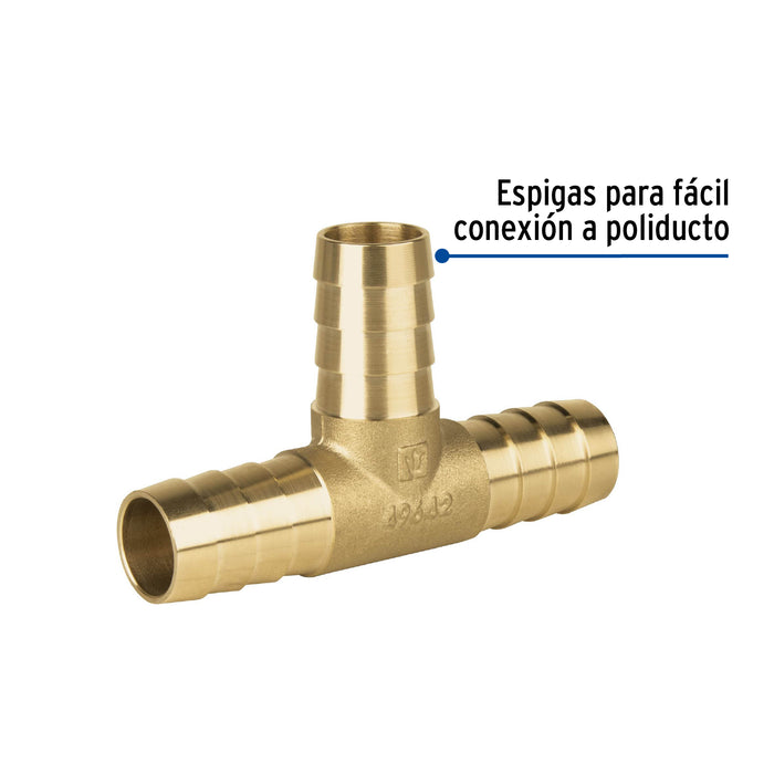 Tee inserción macho latón 3/4' para poliducto negro, Foset 49642